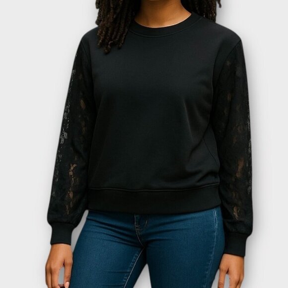 CHRLDR Lace Sleeve Sweatshirt Black - Picture 1 of 11